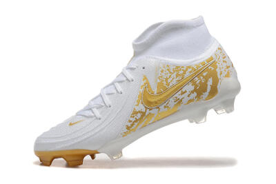 Men's Nike Phantom Luna Elite NU FG Firm Ground High-Tops Football Boots - White/Gold