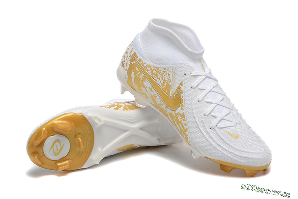 Men's Nike Phantom Luna Elite NU FG Firm Ground High-Tops Football Boots - White/Gold 4