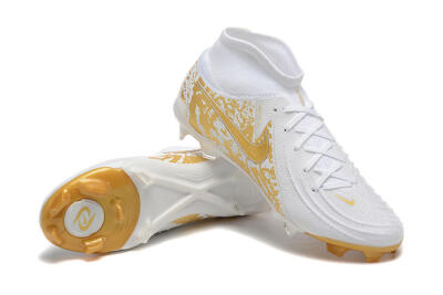 Men's Nike Phantom Luna Elite NU FG Firm Ground High-Tops Football Boots - White/Gold
