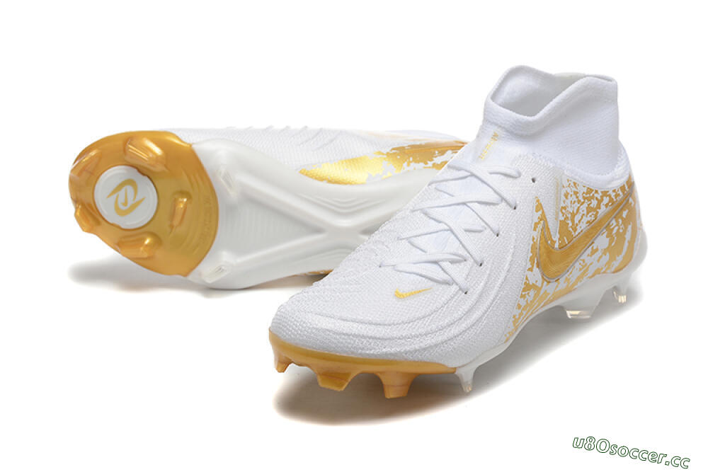 Men's Nike Phantom Luna Elite NU FG Firm Ground High-Tops Football Boots - White/Gold 3
