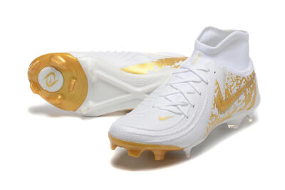 Men's Nike Phantom Luna Elite NU FG Firm Ground High-Tops Football Boots - White/Gold