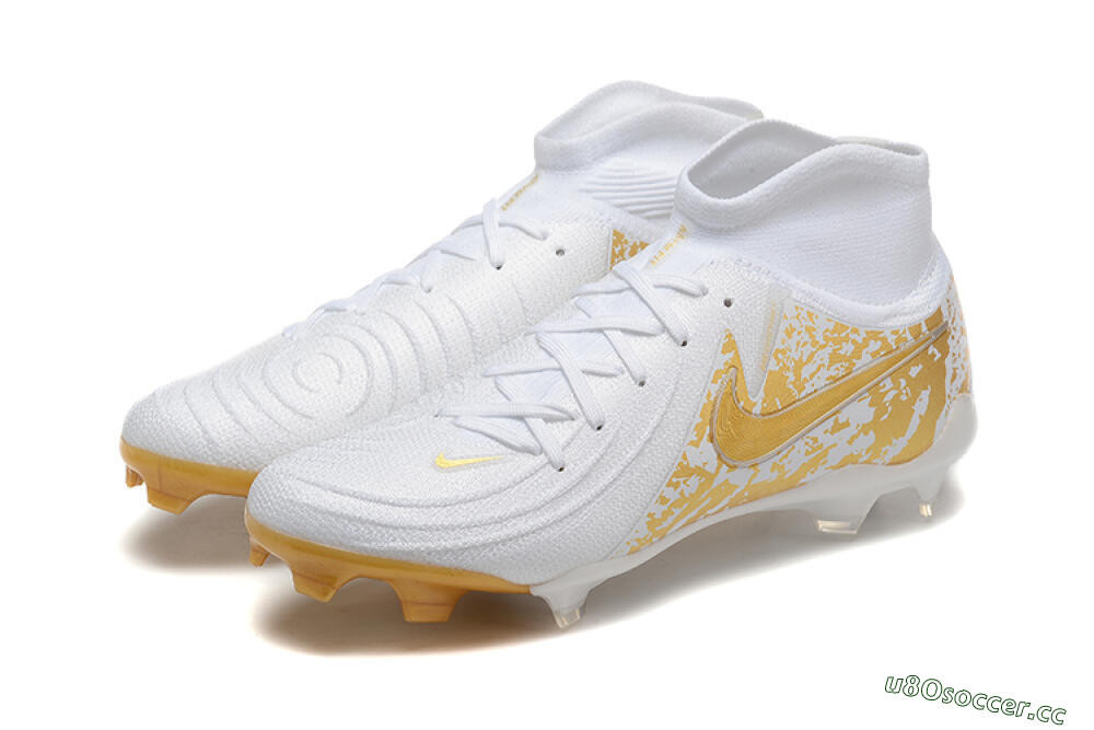 Men's Nike Phantom Luna Elite NU FG Firm Ground High-Tops Football Boots - White/Gold 5