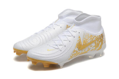 Men's Nike Phantom Luna Elite NU FG Firm Ground High-Tops Football Boots - White/Gold