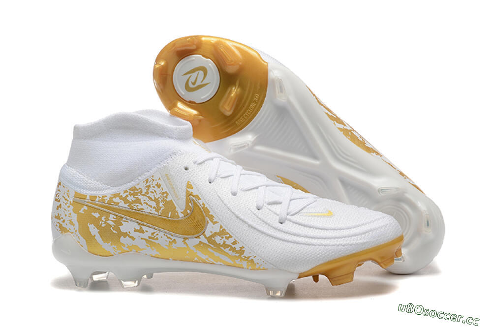Men's Nike Phantom Luna Elite NU FG Firm Ground High-Tops Football Boots - White/Gold 2