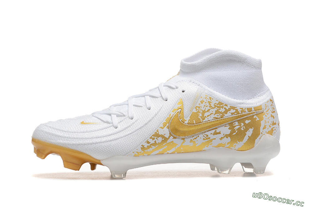 Men's Nike Phantom Luna Elite NU FG Firm Ground High-Tops Football Boots - White/Gold 0