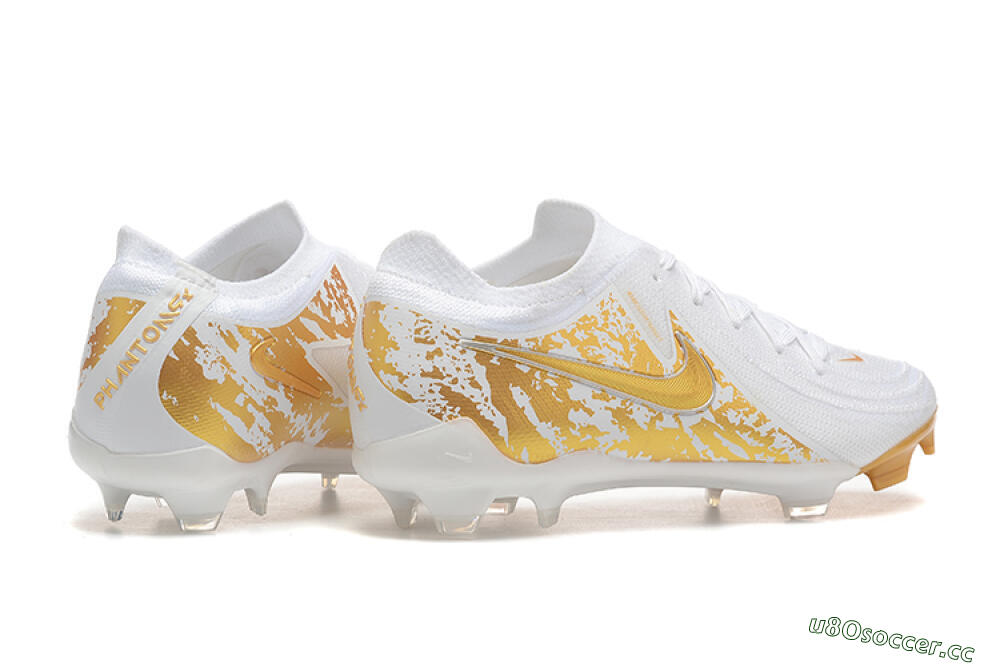 Men's Nike Phantom Luna Elite NU FG Firm Ground Low-Tops Football Boots - White/Gold 9