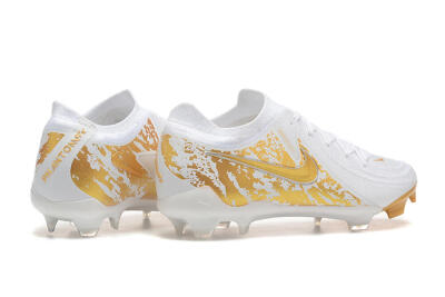 Men's Nike Phantom Luna Elite NU FG Firm Ground Low-Tops Football Boots - White/Gold