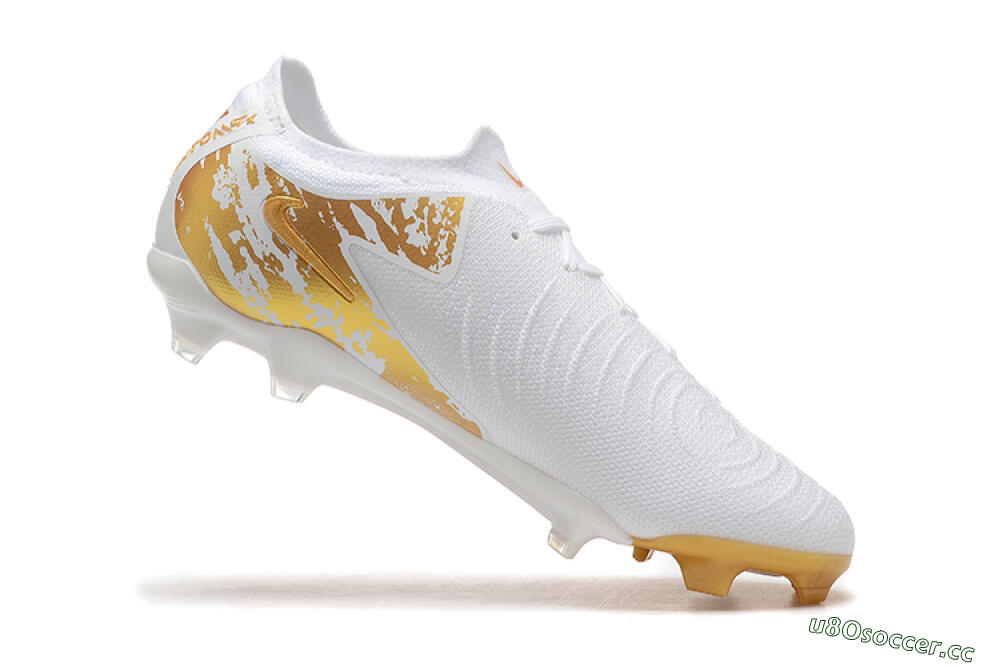 Men's Nike Phantom Luna Elite NU FG Firm Ground Low-Tops Football Boots - White/Gold 6