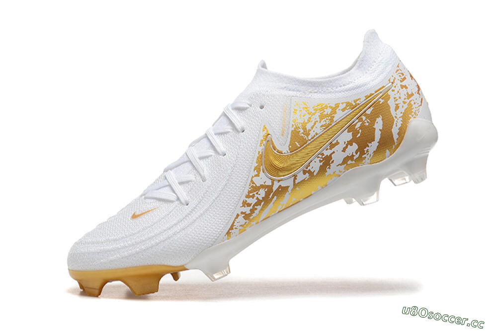 Men's Nike Phantom Luna Elite NU FG Firm Ground Low-Tops Football Boots - White/Gold 7