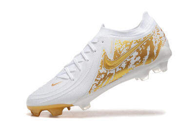 Men's Nike Phantom Luna Elite NU FG Firm Ground Low-Tops Football Boots - White/Gold