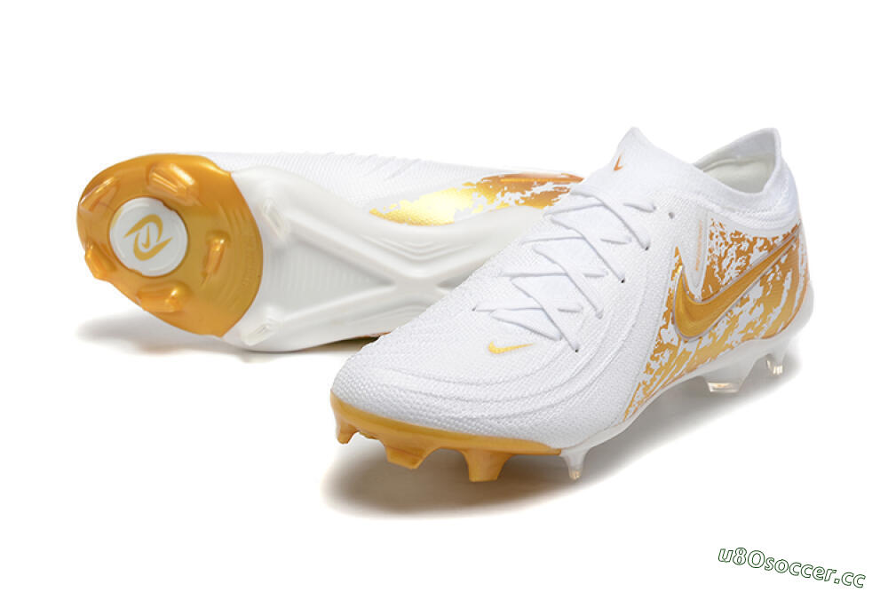 Men's Nike Phantom Luna Elite NU FG Firm Ground Low-Tops Football Boots - White/Gold 3