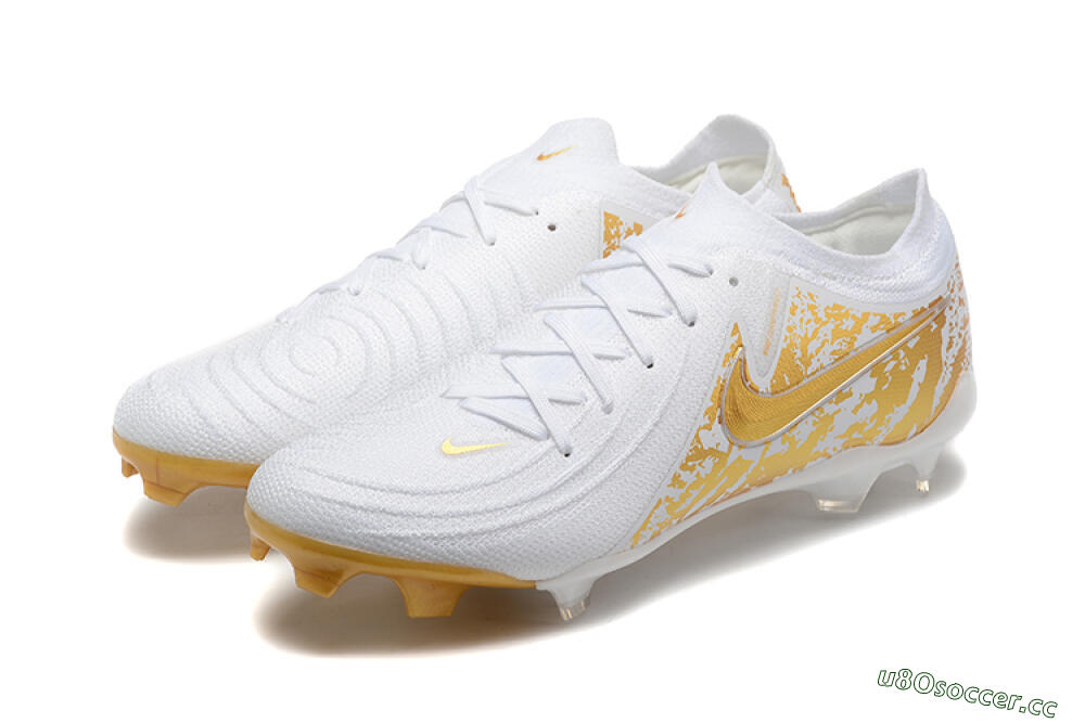 Men's Nike Phantom Luna Elite NU FG Firm Ground Low-Tops Football Boots - White/Gold 8