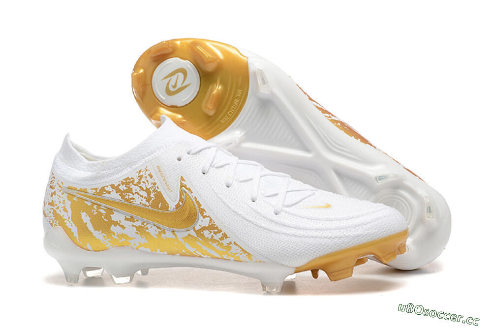 Men's Nike Phantom Luna Elite NU FG Firm Ground Low-Tops Football Boots - White/Gold 2