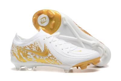 Men's Nike Phantom Luna Elite NU FG Firm Ground Low-Tops Football Boots - White/Gold