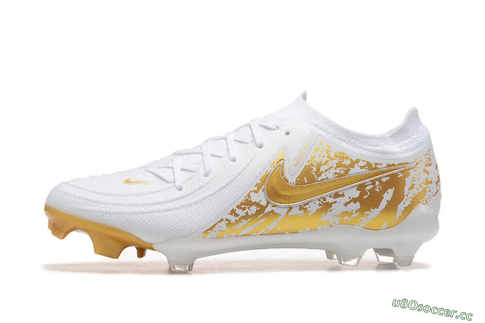 Men's Nike Phantom Luna Elite NU FG Firm Ground Low-Tops Football Boots - White/Gold 0