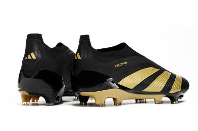 Men's Adidas Predator Accuracy+ Laceless FG Firm Ground Low-Tops Football Boots - Black/Gold