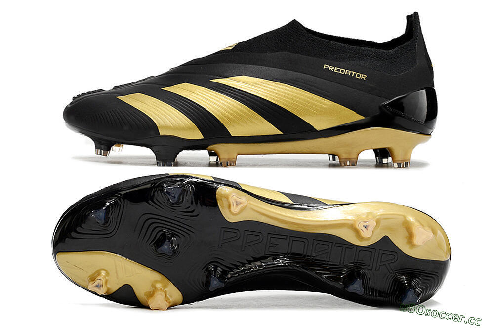 Men's Adidas Predator Accuracy+ Laceless FG Firm Ground Low-Tops Football Boots - Black/Gold 1