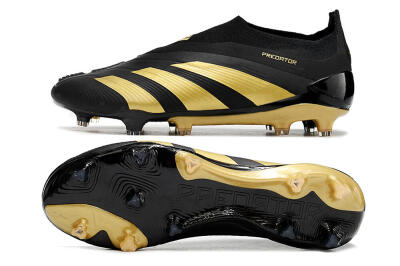 Men's Adidas Predator Accuracy+ Laceless FG Firm Ground Low-Tops Football Boots - Black/Gold