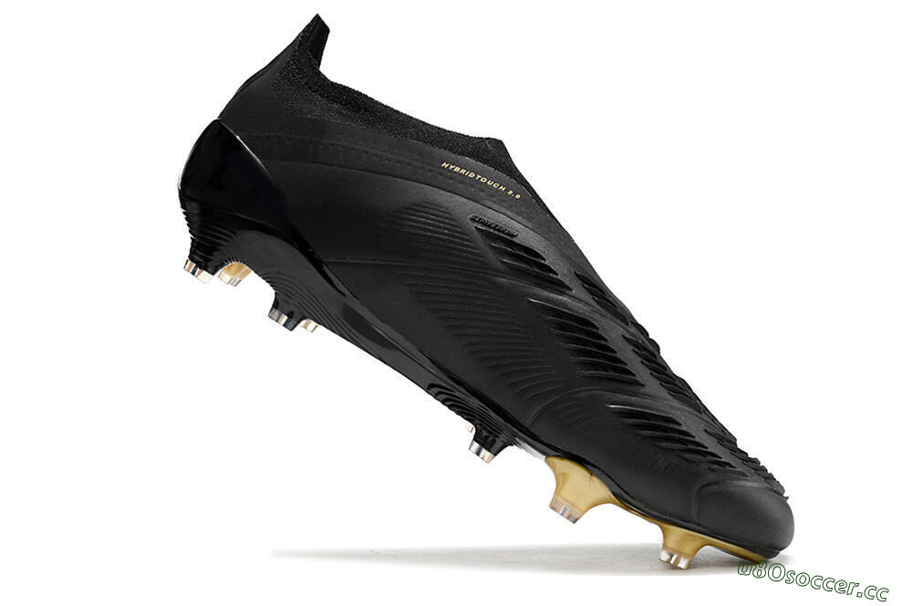 Men's Adidas Predator Accuracy+ Laceless FG Firm Ground Low-Tops Football Boots - Black/Gold 4