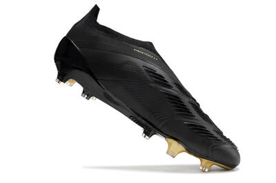 Men's Adidas Predator Accuracy+ Laceless FG Firm Ground Low-Tops Football Boots - Black/Gold