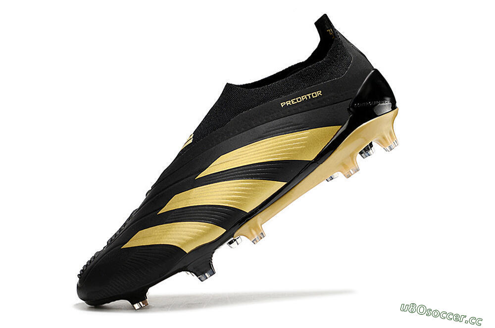 Men's Adidas Predator Accuracy+ Laceless FG Firm Ground Low-Tops Football Boots - Black/Gold 5