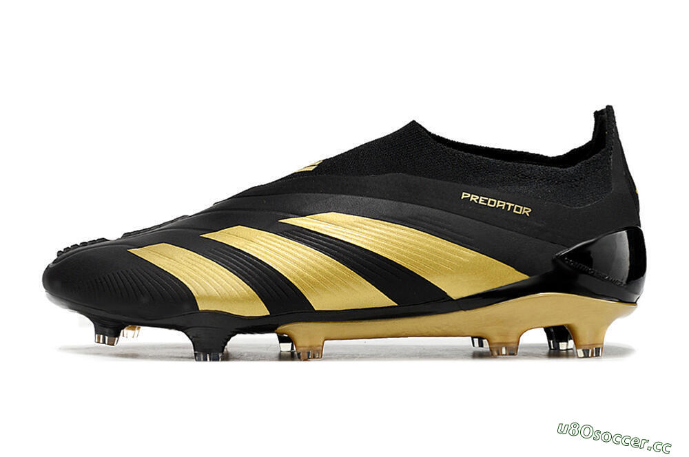 Men's Adidas Predator Accuracy+ Laceless FG Firm Ground Low-Tops Football Boots - Black/Gold 0