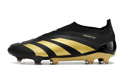 Men's Adidas Predator Accuracy+ Laceless FG Firm Ground Low-Tops Football Boots - Black/Gold
