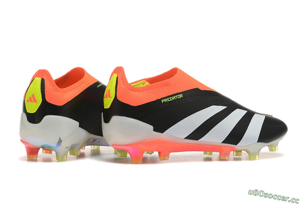 Men's Adidas Predator Accuracy+ Laceless FG Firm Ground Low-Tops Football Boots - Black/White/Orange 8