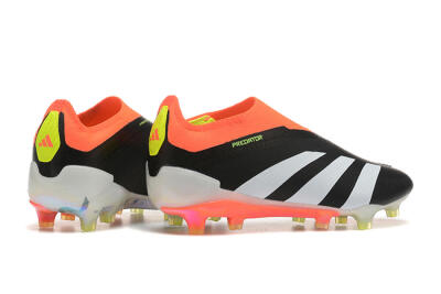 Men's Adidas Predator Accuracy+ Laceless FG Firm Ground Low-Tops Football Boots - Black/White/Orange