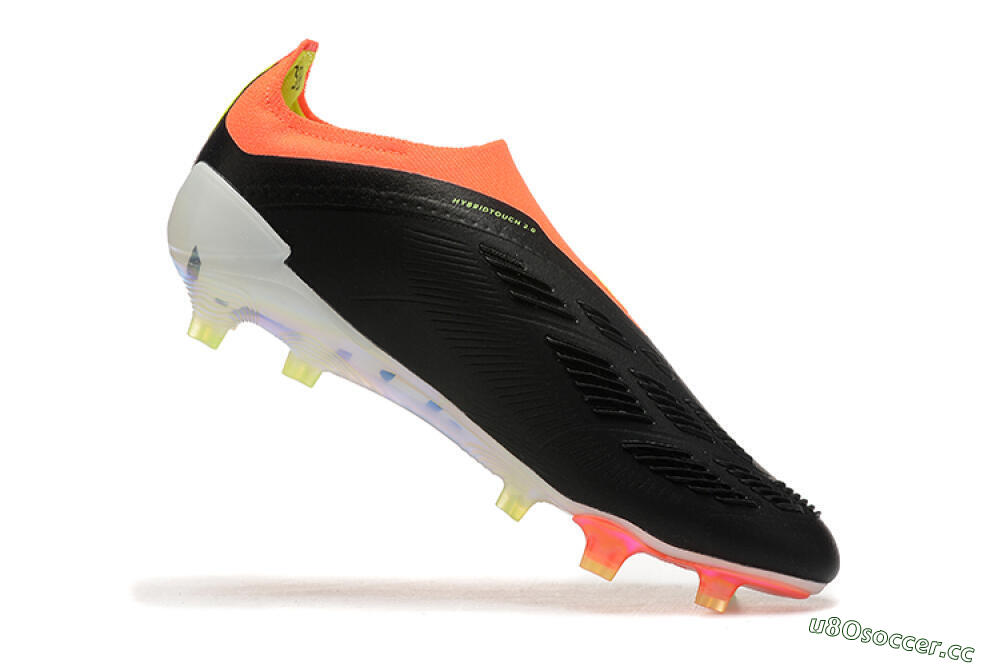 Men's Adidas Predator Accuracy+ Laceless FG Firm Ground Low-Tops Football Boots - Black/White/Orange 6