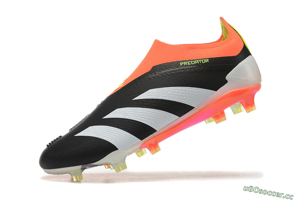 Men's Adidas Predator Accuracy+ Laceless FG Firm Ground Low-Tops Football Boots - Black/White/Orange 7