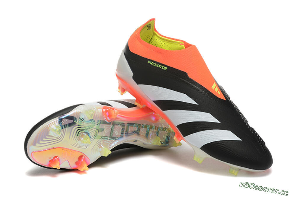 Men's Adidas Predator Accuracy+ Laceless FG Firm Ground Low-Tops Football Boots - Black/White/Orange 0