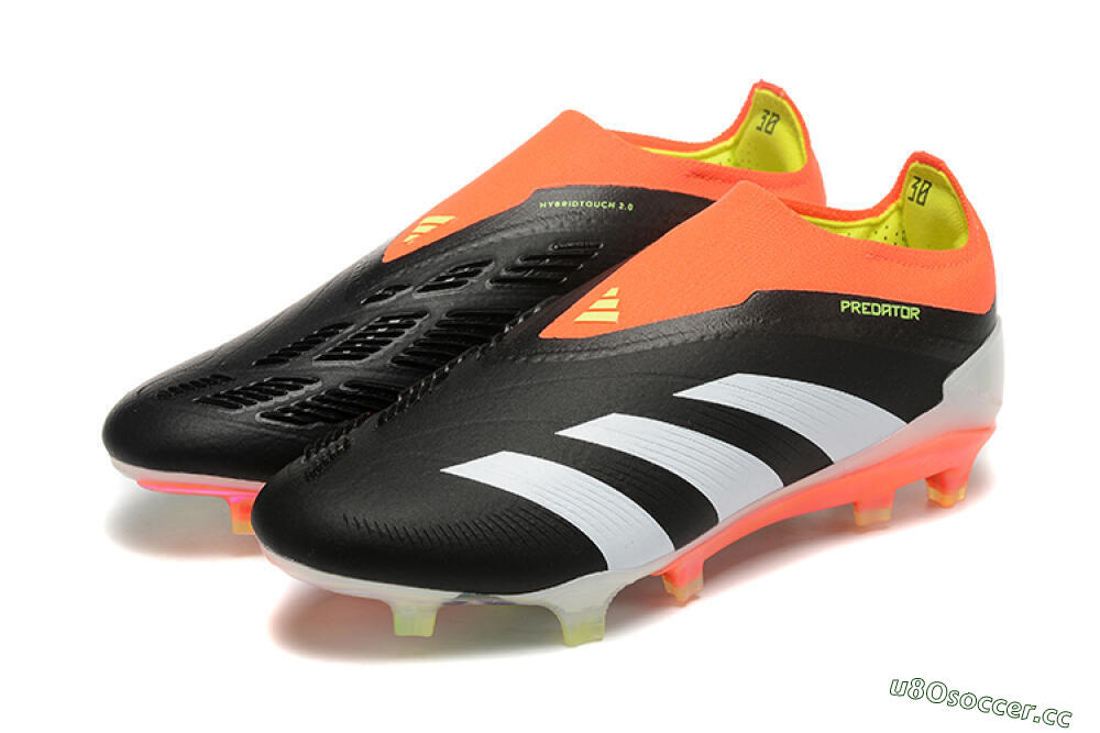 Men's Adidas Predator Accuracy+ Laceless FG Firm Ground Low-Tops Football Boots - Black/White/Orange 4