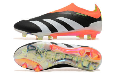 Men's Adidas Predator Accuracy+ Laceless FG Firm Ground Low-Tops Football Boots - Black/White/Orange