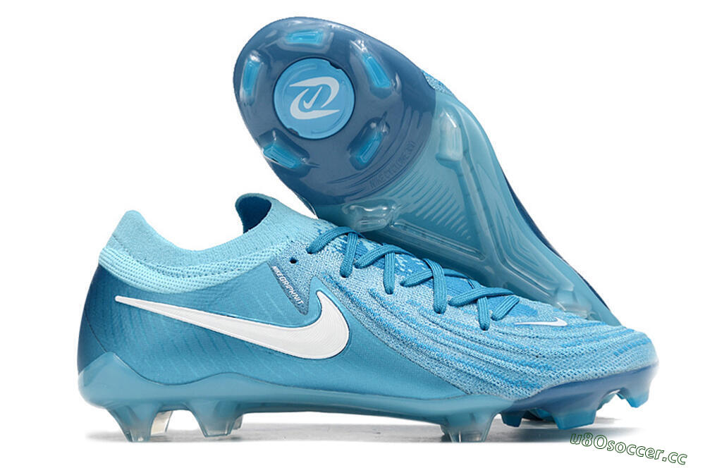 Men's Nike Phantom Luna Elite NU FG Firm Ground Low-Tops Football Boots - Light Blue/White 2
