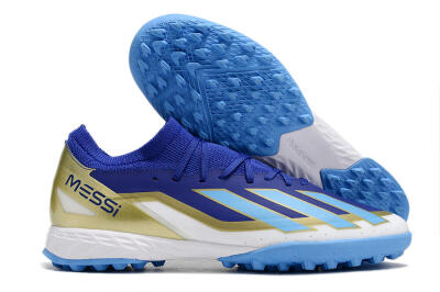 Men's Adidas X Crazyfast.3 Messi TF Artificial Turf Low-Tops Football Shoes - Blue/White/Gold