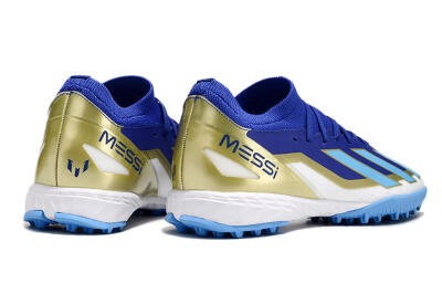 Men's Adidas X Crazyfast.3 Messi TF Artificial Turf Low-Tops Football Shoes - Blue/White/Gold
