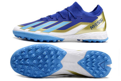 Men's Adidas X Crazyfast.3 Messi TF Artificial Turf Low-Tops Football Shoes - Blue/White/Gold