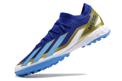 Men's Adidas X Crazyfast.3 Messi TF Artificial Turf Low-Tops Football Shoes - Blue/White/Gold