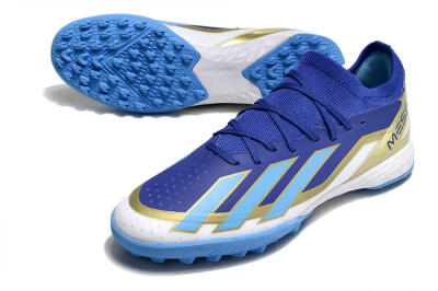 Men's Adidas X Crazyfast.3 Messi TF Artificial Turf Low-Tops Football Shoes - Blue/White/Gold