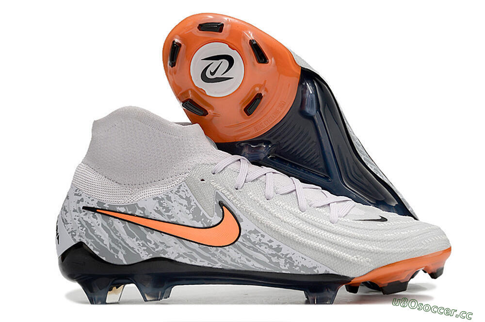 Men's Nike Phantom Luna Elite NU FG Firm Ground High-Tops Football Boots - Grey/Orange/Black 2