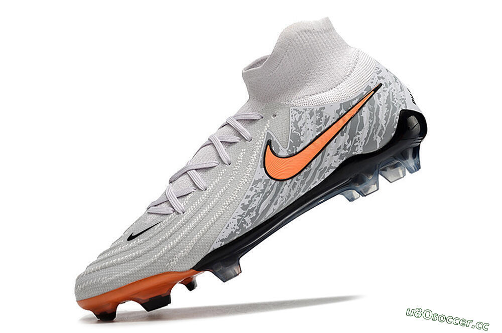 Men's Nike Phantom Luna Elite NU FG Firm Ground High-Tops Football Boots - Grey/Orange/Black 5