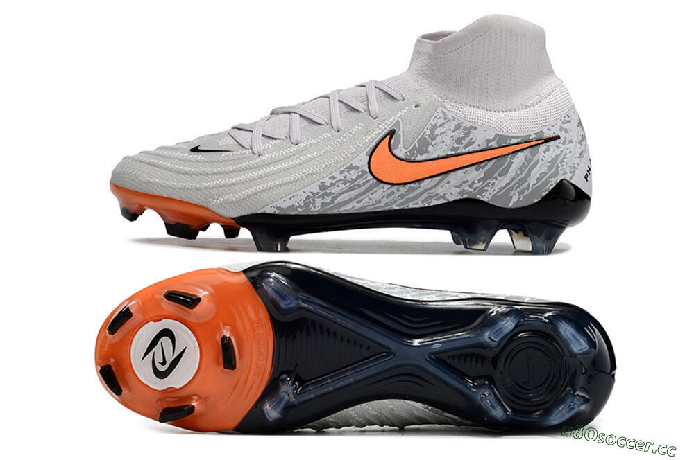 Men's Nike Phantom Luna Elite NU FG Firm Ground High-Tops Football Boots - Grey/Orange/Black 1