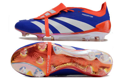 Unisex Adidas Predator Elite Foldover Tongue FG Firm Ground Low-Tops Football Boots - Blue/White/Red