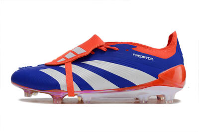 Unisex Adidas Predator Elite Foldover Tongue FG Firm Ground Low-Tops Football Boots - Blue/White/Red