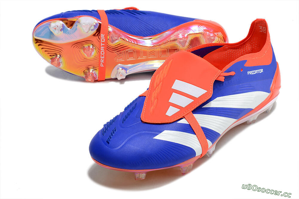 Unisex Adidas Predator Elite Foldover Tongue FG Firm Ground Low-Tops Football Boots - Blue/White/Red 3