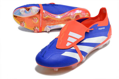 Unisex Adidas Predator Elite Foldover Tongue FG Firm Ground Low-Tops Football Boots - Blue/White/Red