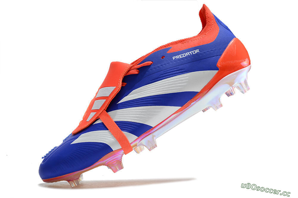 Unisex Adidas Predator Elite Foldover Tongue FG Firm Ground Low-Tops Football Boots - Blue/White/Red 5