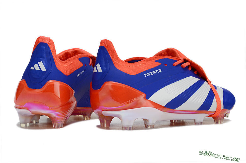 Unisex Adidas Predator Elite Foldover Tongue FG Firm Ground Low-Tops Football Boots - Blue/White/Red 6