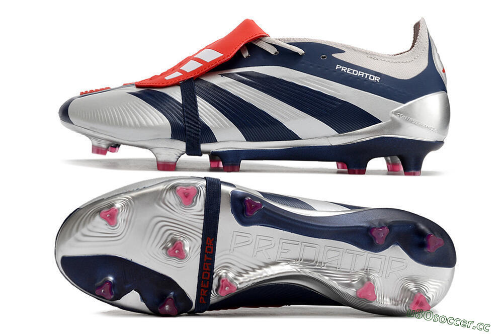 Men's Adidas Predator Elite Foldover Tongue FG Firm Ground Low-Tops Football Boots - Silver/Black/Red 1